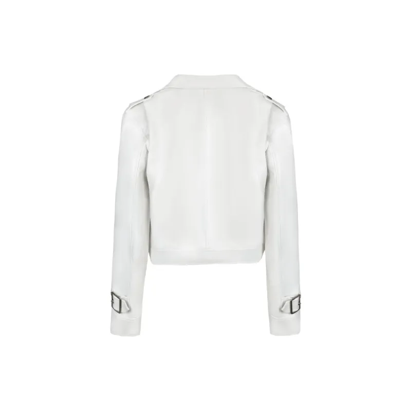 Barb Chill Leather Jacket Women's White-1