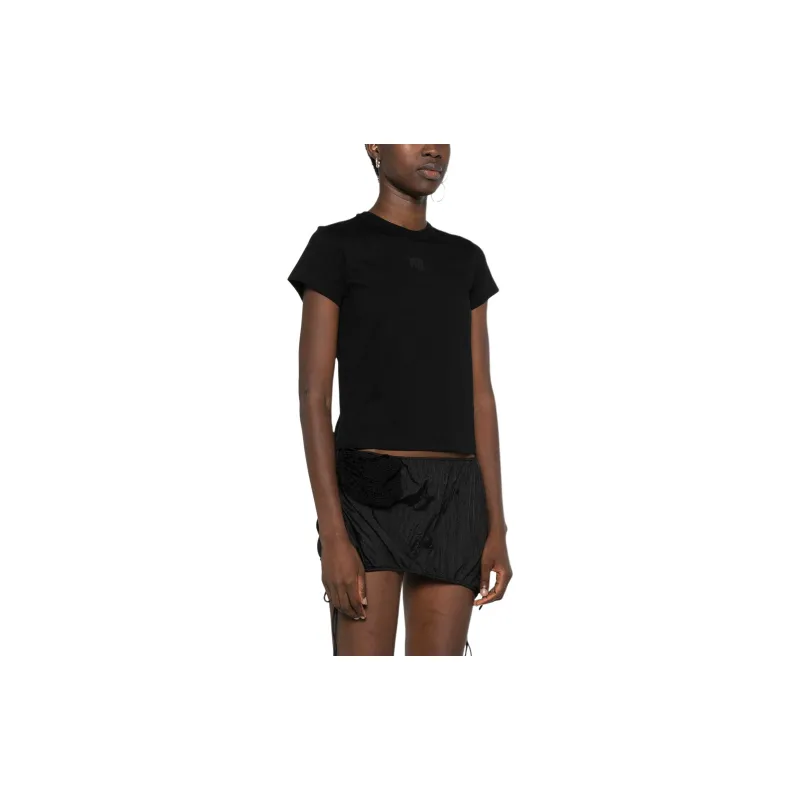 Alexander Wang Essential Jsy Shrunk Puff Logo & Bound Neck Tee Black-3