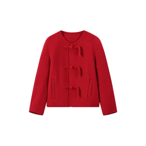 PEACEBIRD Tai Ping Bird X Suzhou Museum Collaboration Series Coats Women's Red