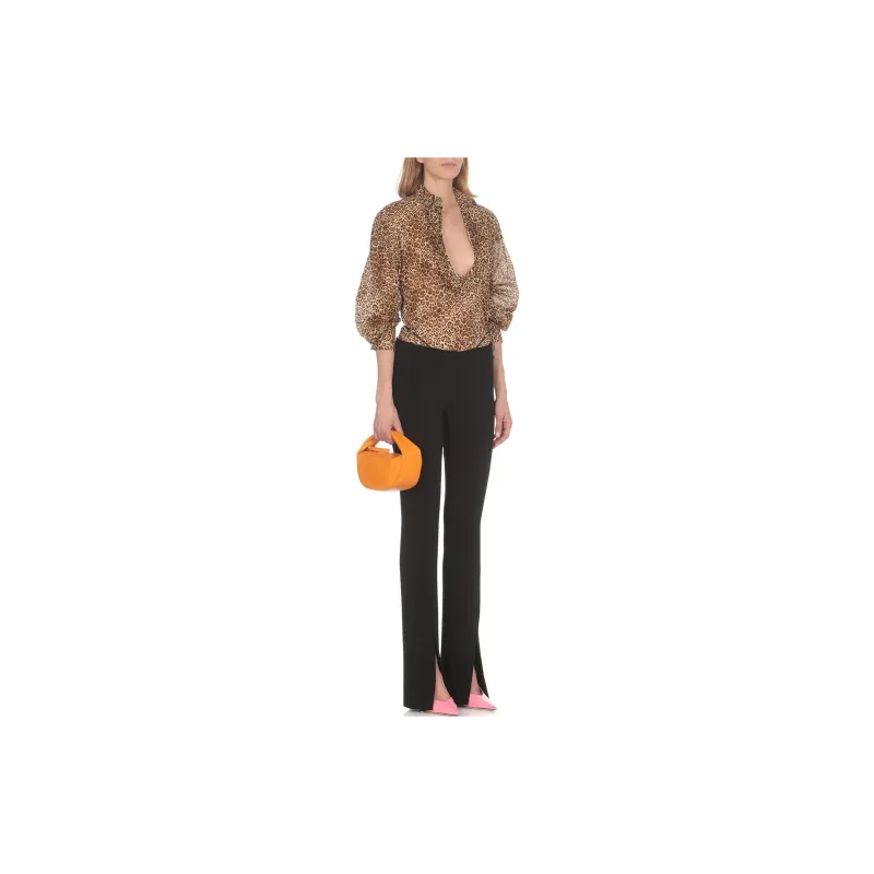 DSQUARED 2 Leopard Printed Curved Hem Shirt-1