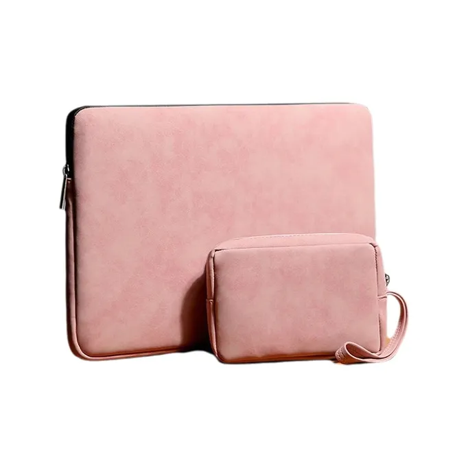 MUYKUY PU Leather Liner Laptop Bag Regular Unisex Gray/Pink/Black-6