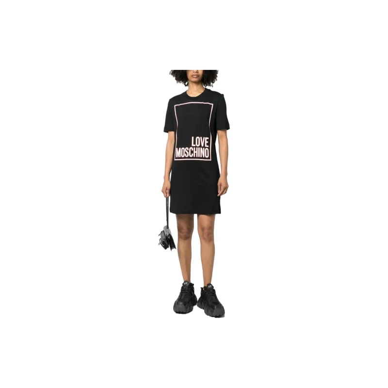 LOVE MOSCHINO Short Sleeved Dresses Women's Black-1