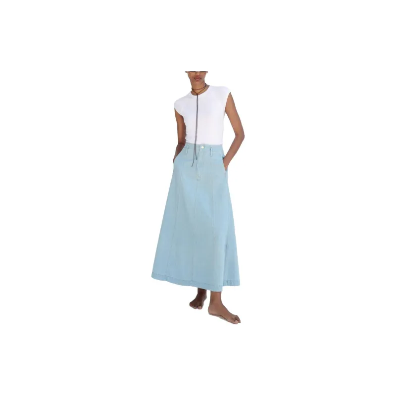ZARA Denim Long Skirts Women's Medium Blue-1