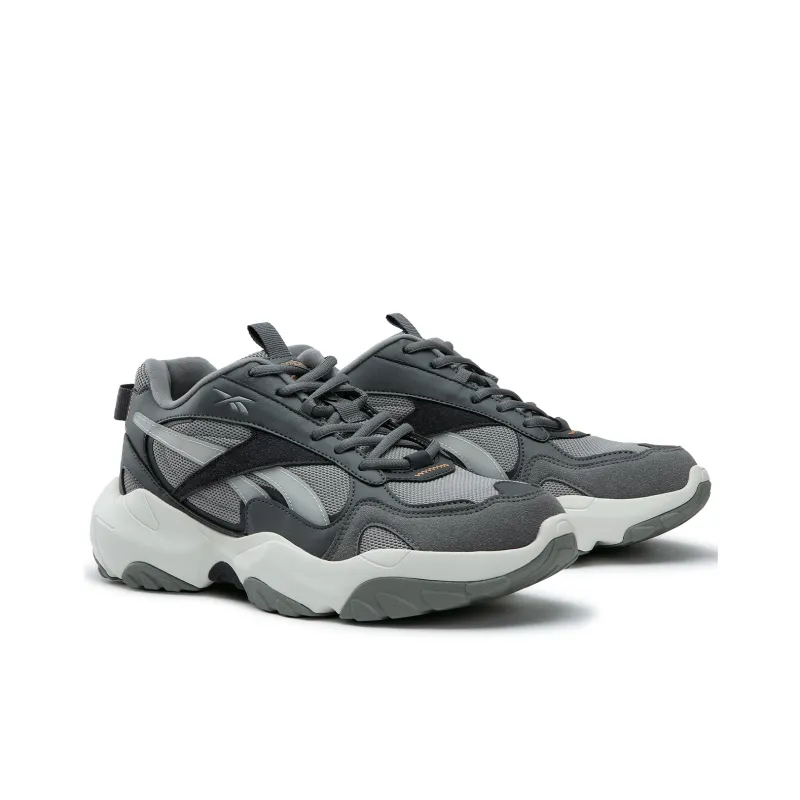 Reebok FLUFFI PUFF CN Anti Slip Wear Resistant Breathable Height Increasing Low Top Running Shoes Unisex Gray-1