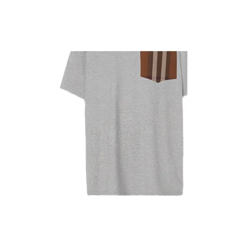 Burberry Check Print Pocket Tee 'Pale Grey Melange'-4