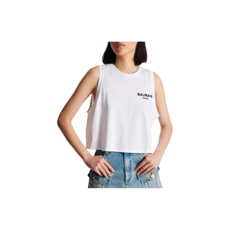 BALMAIN Flocked Logo Tank Top-5