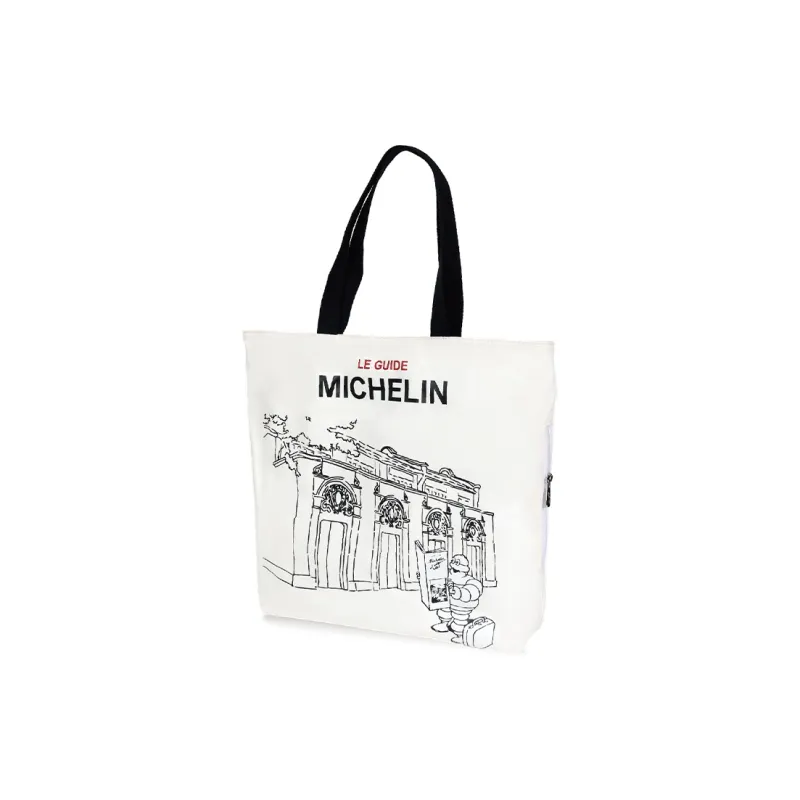 Michelin Canvas Tote Bag, Shopping Bag, Shoulder Bag Unisex White Stone Gate Style-2