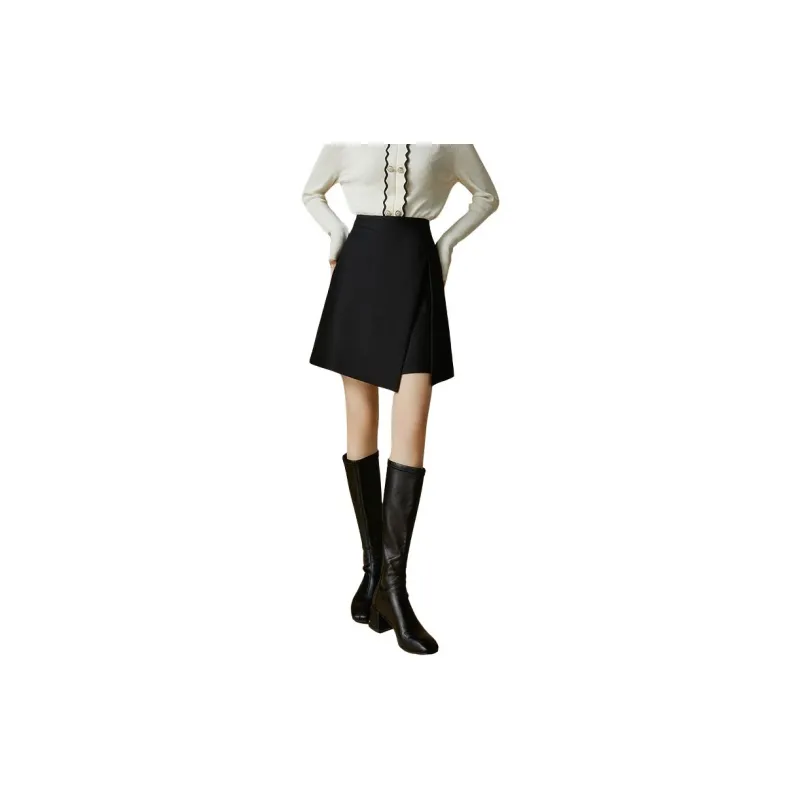 Late White Casual Short Skirts Women's Black-6