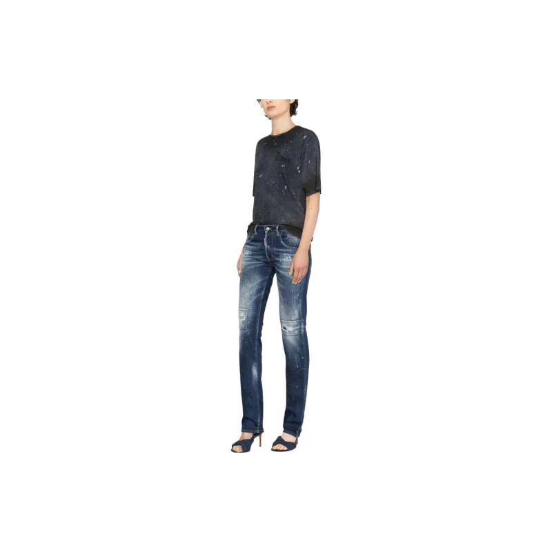 DSQUARED 2 Super Negative Distressed Crewneck T Shirt-3