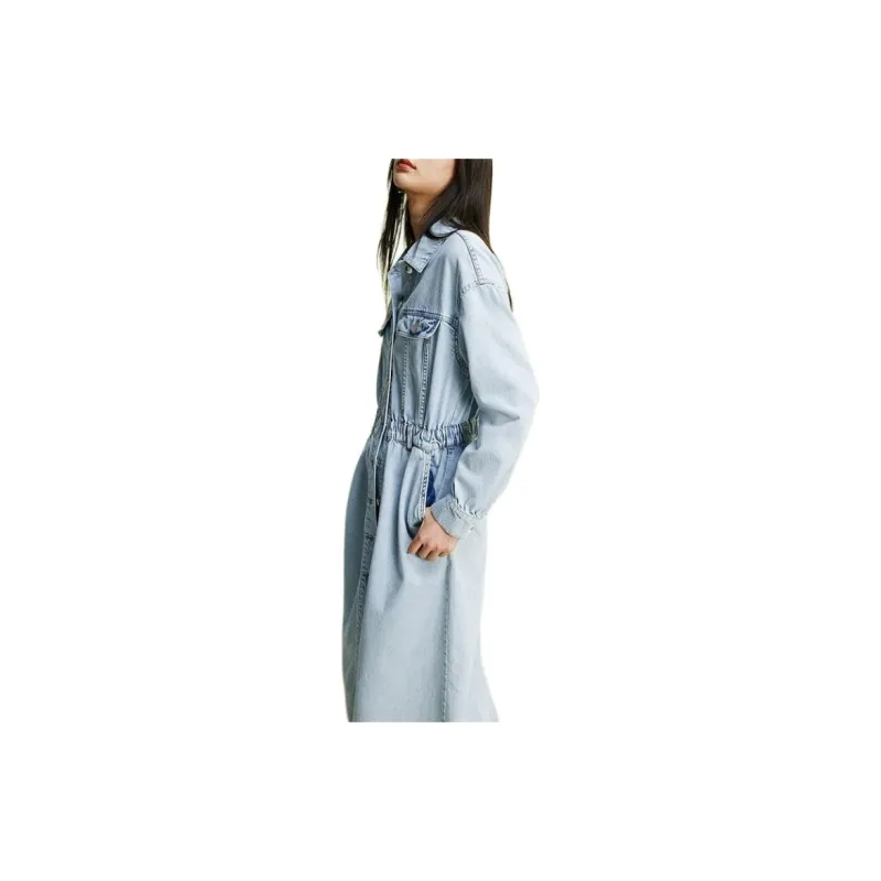 H&M Long-Sleeved Dresses Women's Light Denim Blue-2