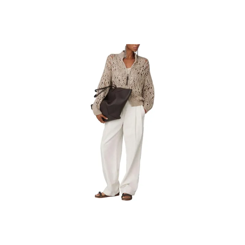 Brunello Cucinelli Open knit Zip up Cardigan-1