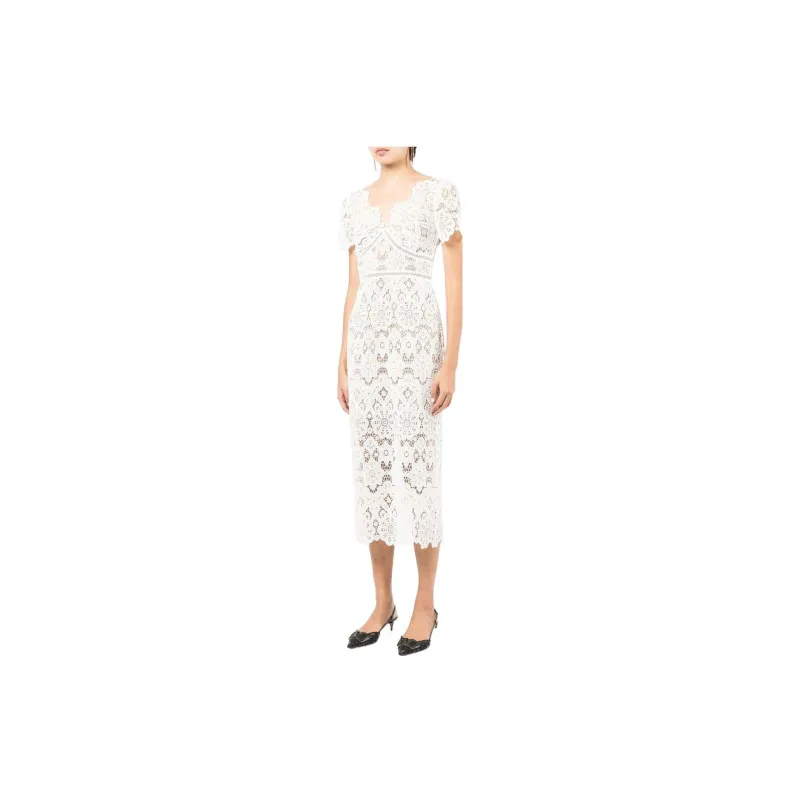 Self portrait FW22 Short Sleeved Dress Women's White-3