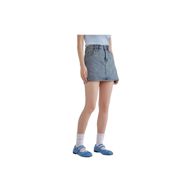 A21 Denim Short Skirts Women's Light Blue-3