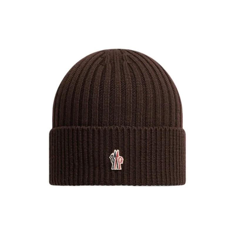 Moncler Virgin Wool Beanies Men's Brown-0