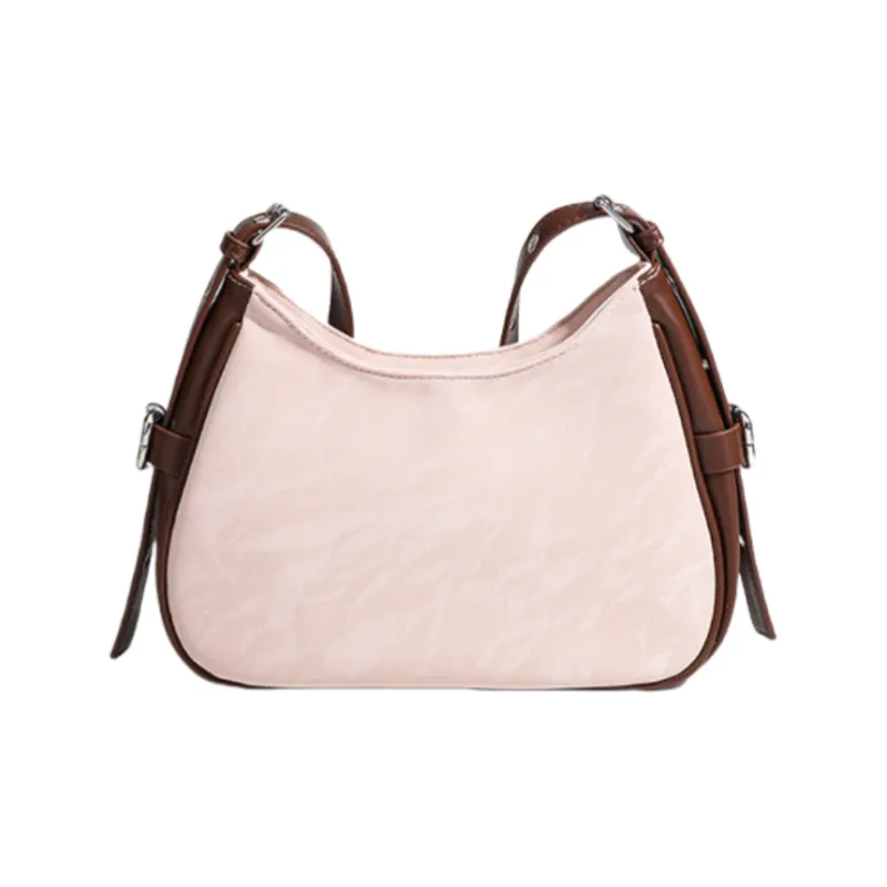 NOMK PU Shoulder Bag, Portable Crossbody Bag Women's Pink/Light Blue/Beige Apricot-4