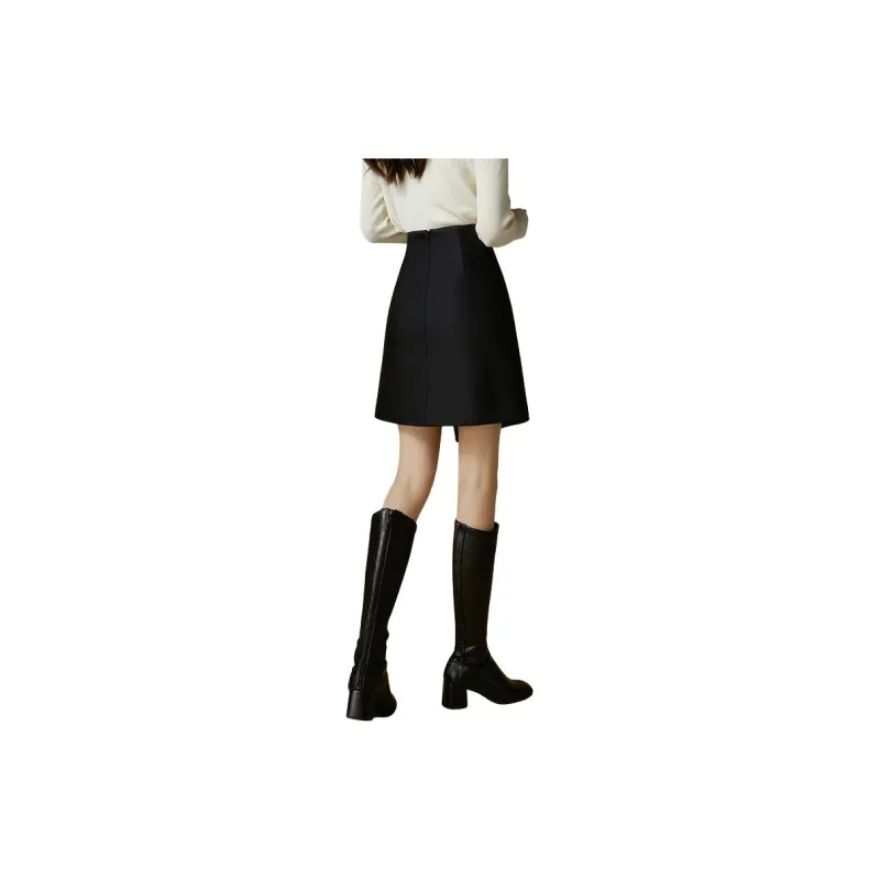 Late White Casual Short Skirts Women's Black-5