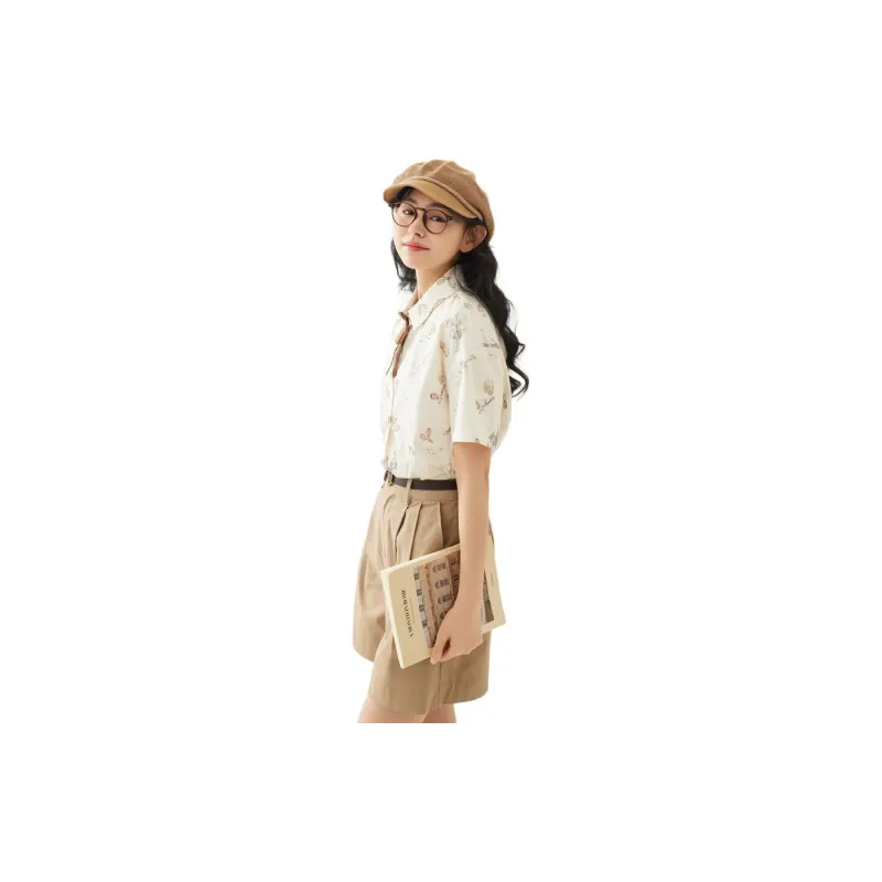 ZIHAN Shirt Women's Beige With Print-3