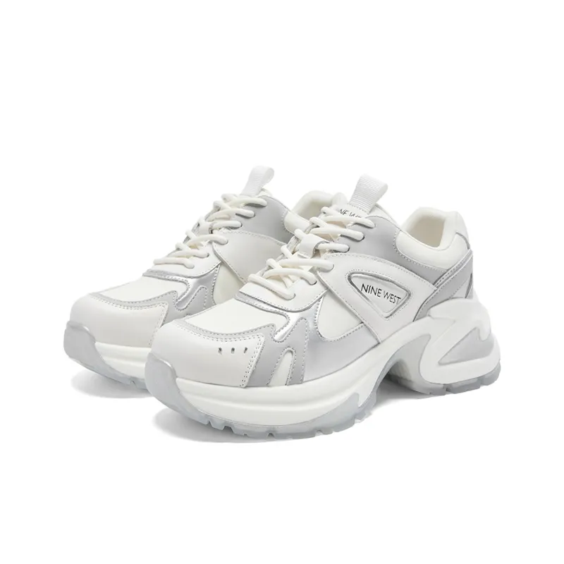 NINE WEST Low-Top Chunky Sneakers Women's White-2