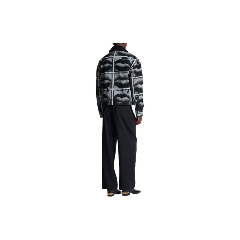 BALMAIN Lips print Denim Jacket-5