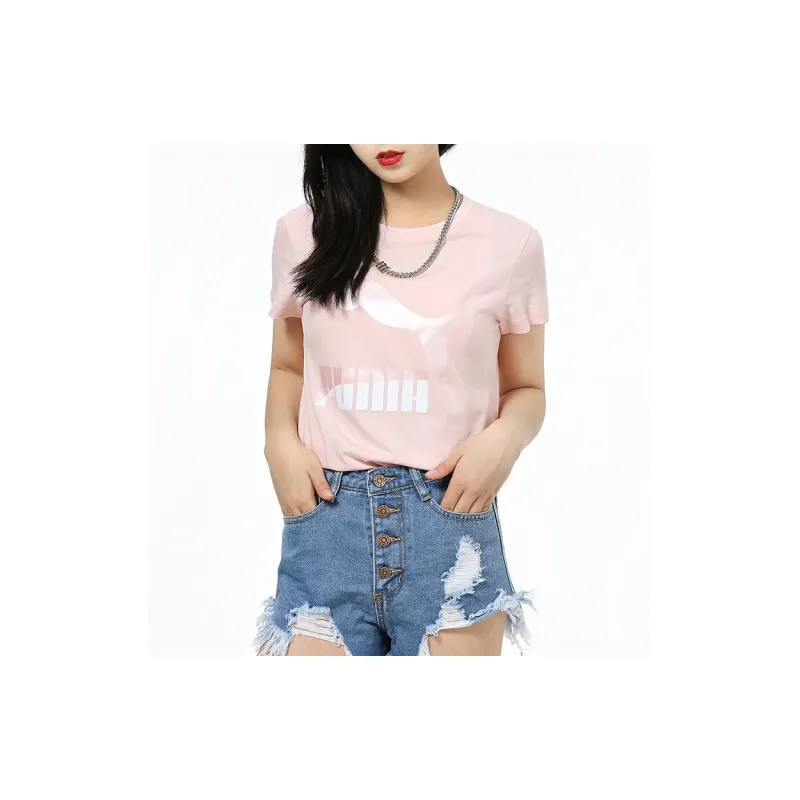 PUMA CLASSICS T Shirts Women's Pink-4