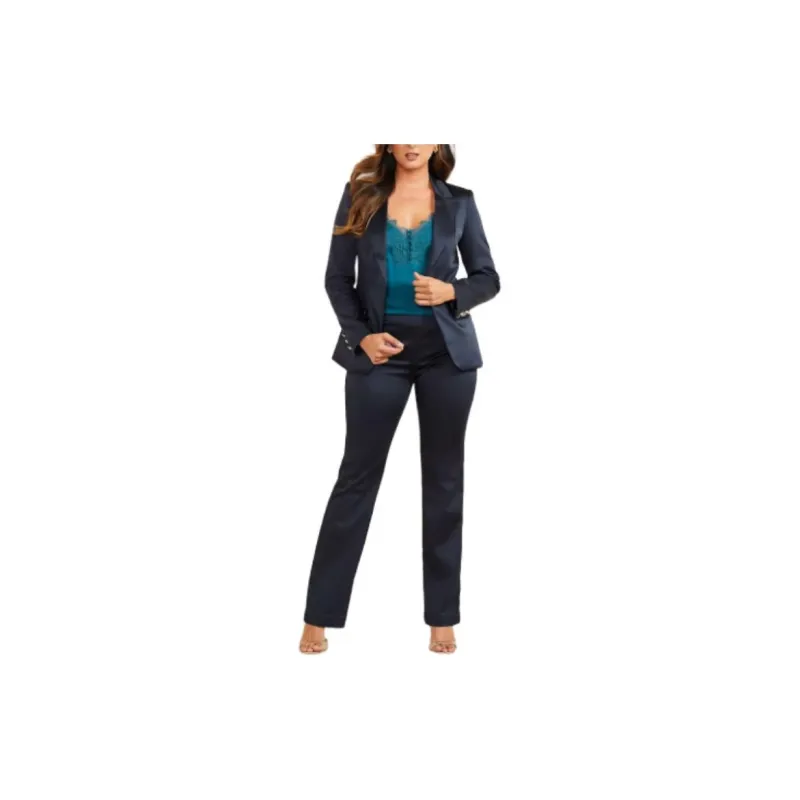 GUESS Kim Satin Blazer Business Suit Women's Marine Blue-1