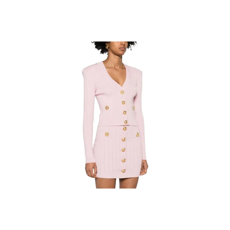 BALMAIN Button Embellished Ribbed Cardigan-3