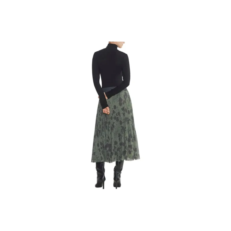 ARITZIA Wilfred New Twirl Pleated Skirt Casual Long Skirts Women's Smoky Sage Coal Gray/Smoke-Infused Sage Coal Gray-3