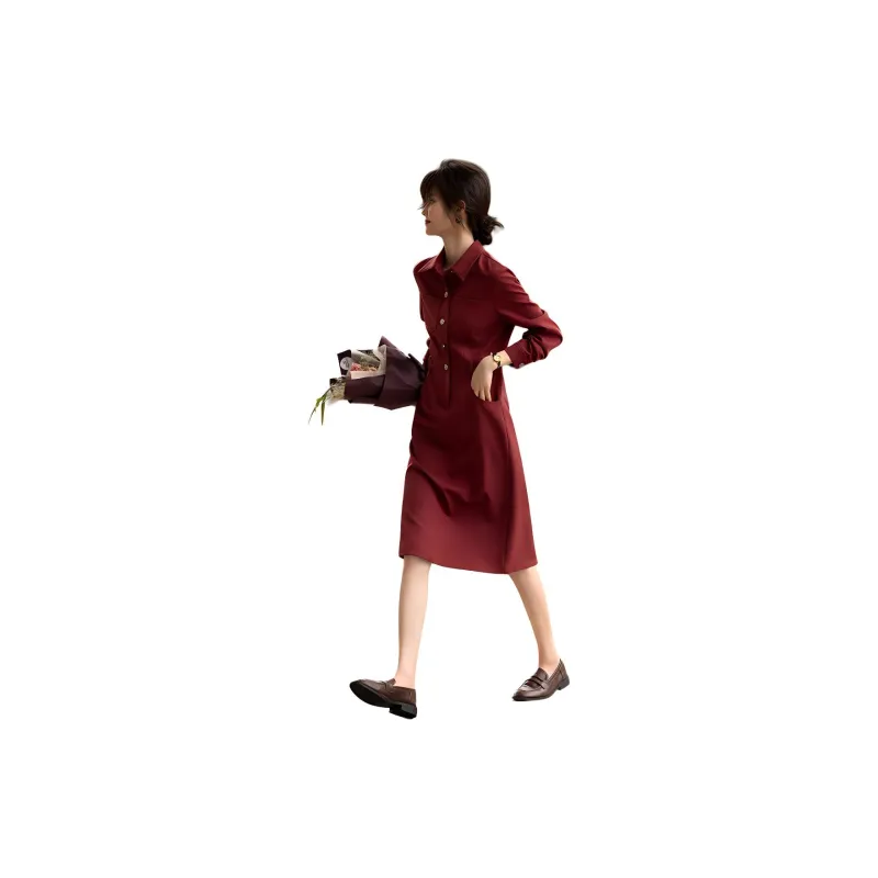 XWI Long Sleeved Dresses Women's Brick Red-3
