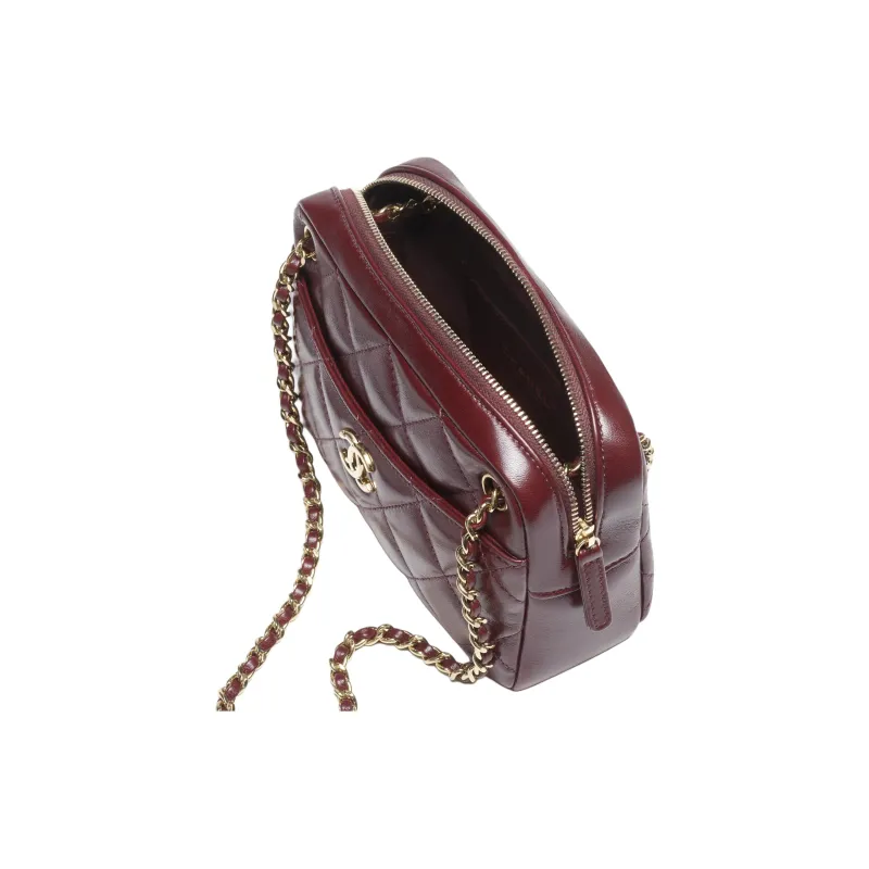 CHANEL Polished Lambskin Camera Bag, Crossbody Bag, Shoulder Bag Mini Women's Burgundy-2