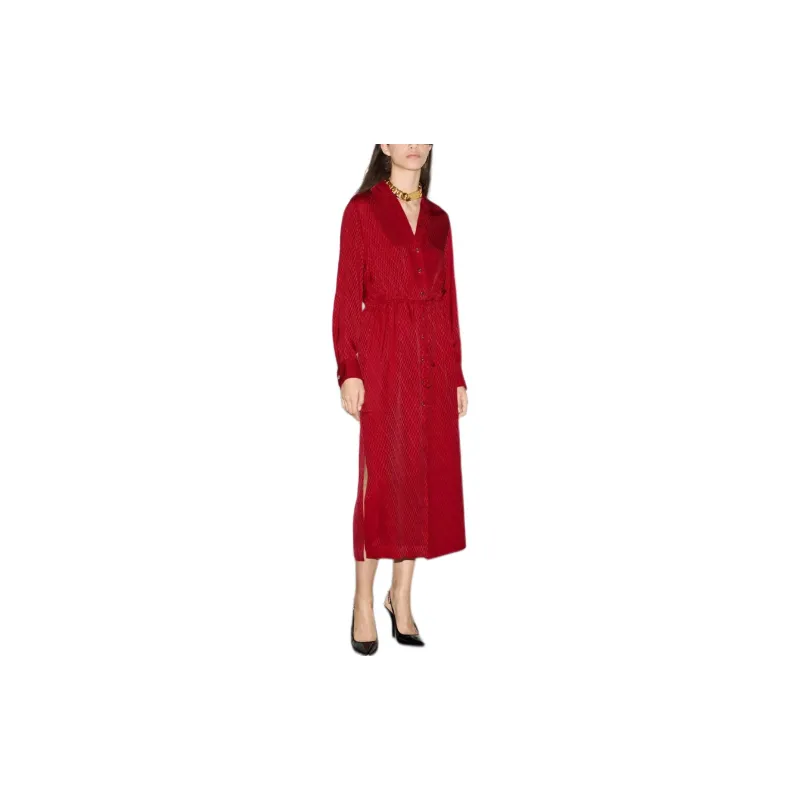 GUCCI Silk Jacquard Dress 'Classic Red'-4