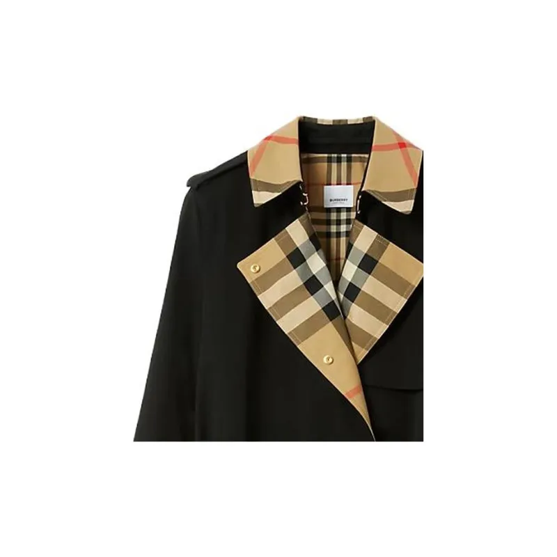 Burberry Check Panel Cotton Trench Coat-3