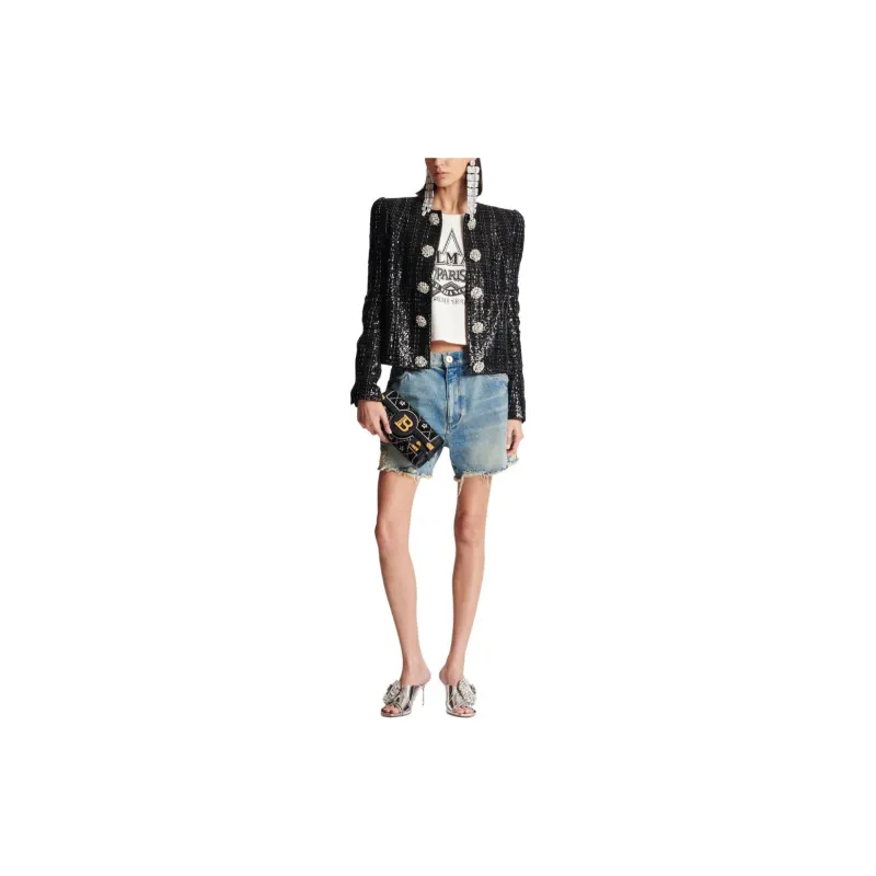 BALMAIN Tweed Sequin Embellished Jacket-3