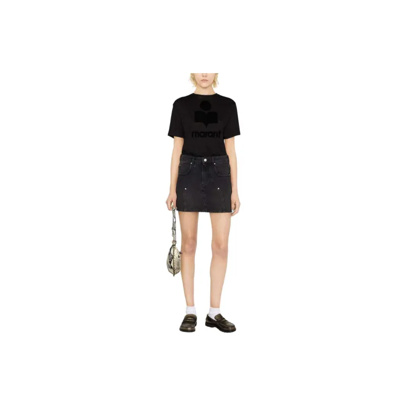 Marant ÉTOILE Zewel Flocked Linen T shirt-1