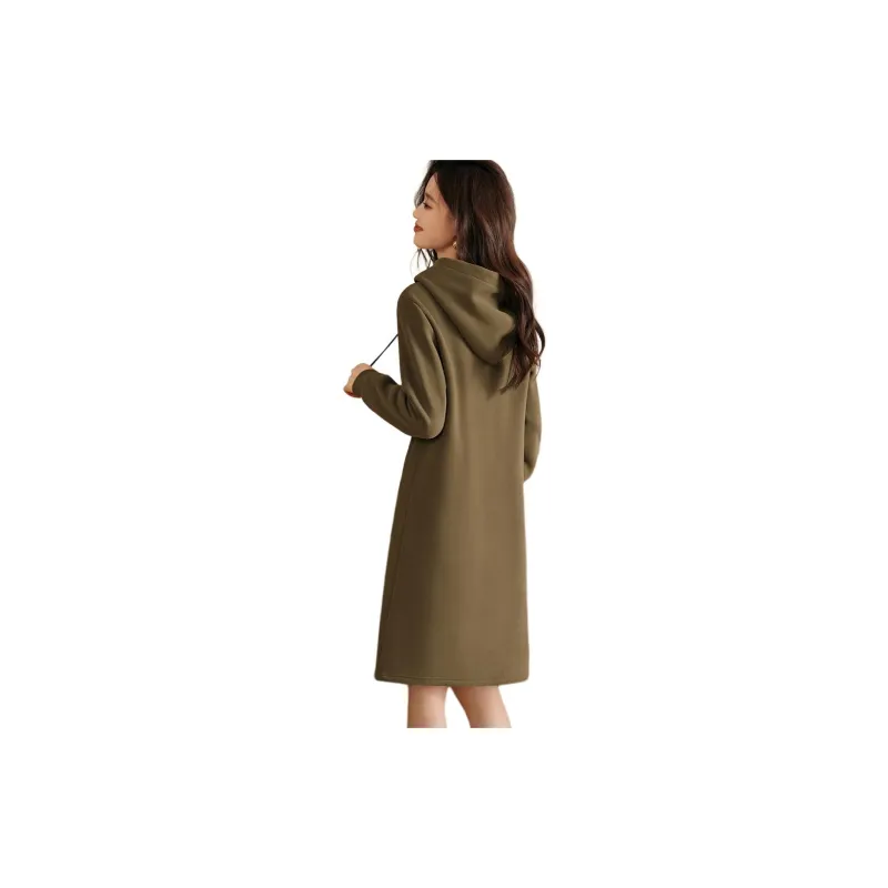 Mo Han Yi Mei Long Sleeved Dress Women's Olive Green-2