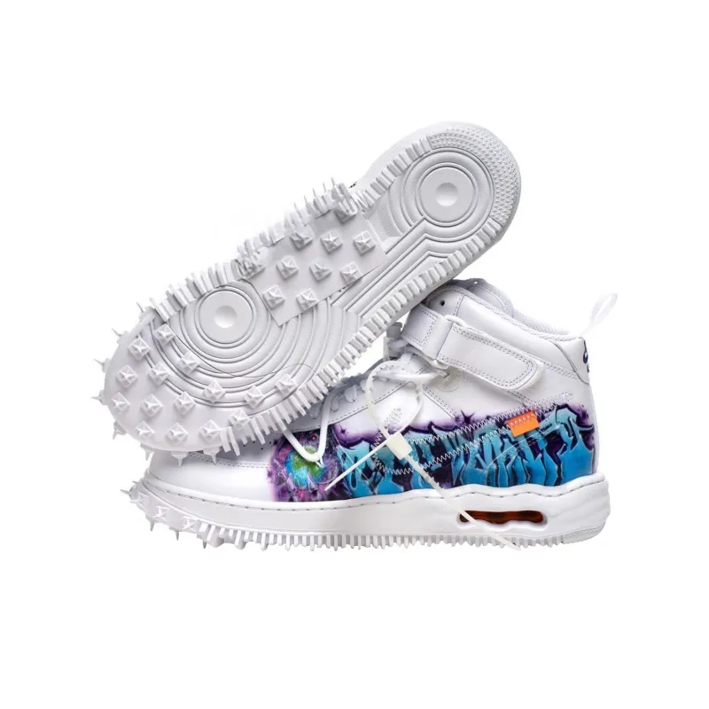 Nike Air Force 1 'Graffiti' Cushioning Mid-Top Skateboard Shoes Men's White-4