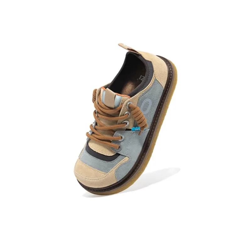 OETZI Smoke Rubber Sole Series Low Top Casual Shoes Unisex Light Gray & Apricot-2