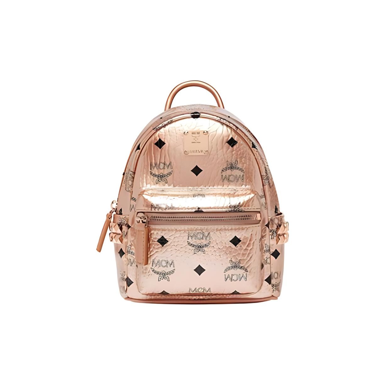 MCM Stark Bebe Boo Backpack Visetos Side Studs X Mini Champagne Gold POIZON