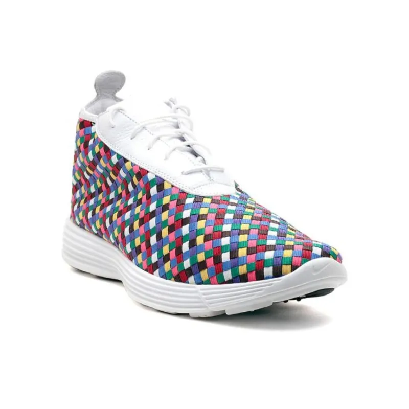 Nike Lunar Chukka Woven Rainbow Wear-resistant And Lightweight Low-Top Running Shoes Unisex White Pink Blue-2