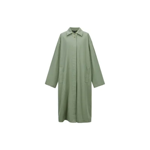 URBAN REVIVO Trench Coats Women's Gray Green