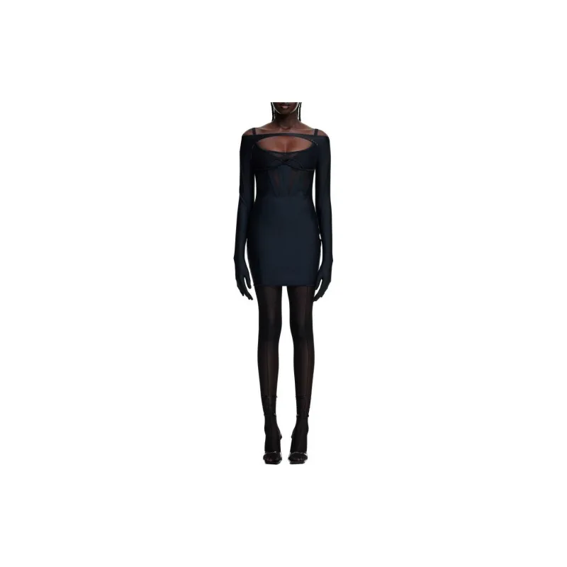 Mugler H&M Corset Style Mini Dress Black-1
