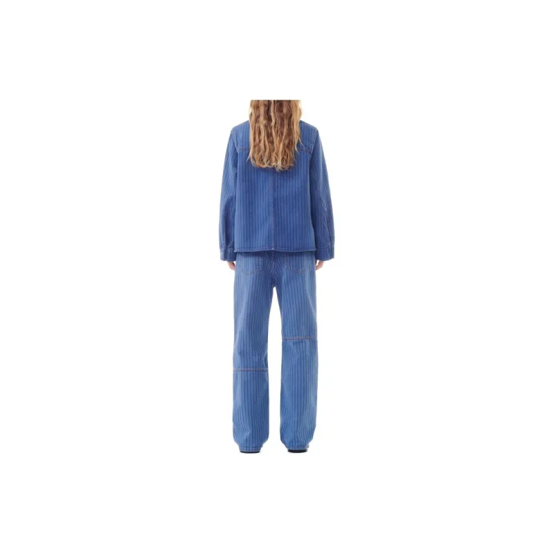 GANNI Striped Denim Jacket-3