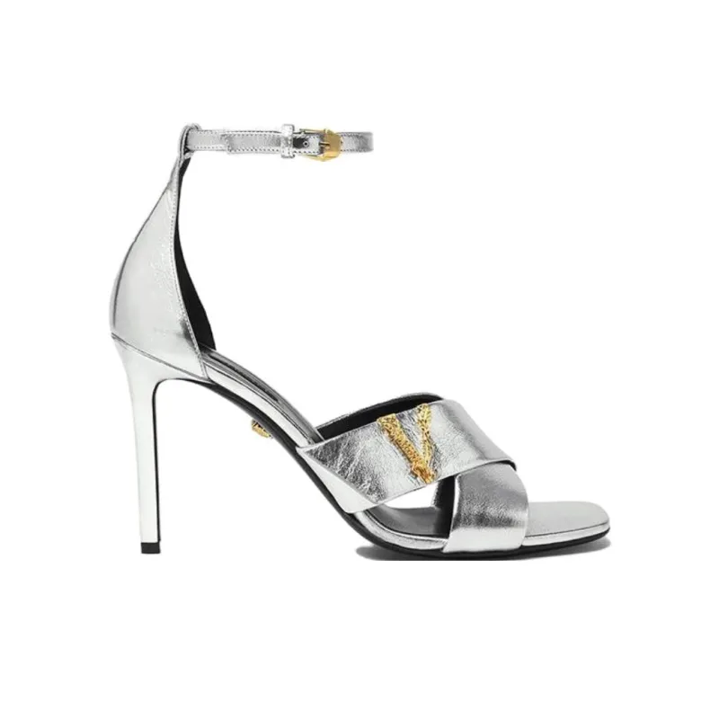 VERSACE Virtus Strap Sandals Women's Silver-1