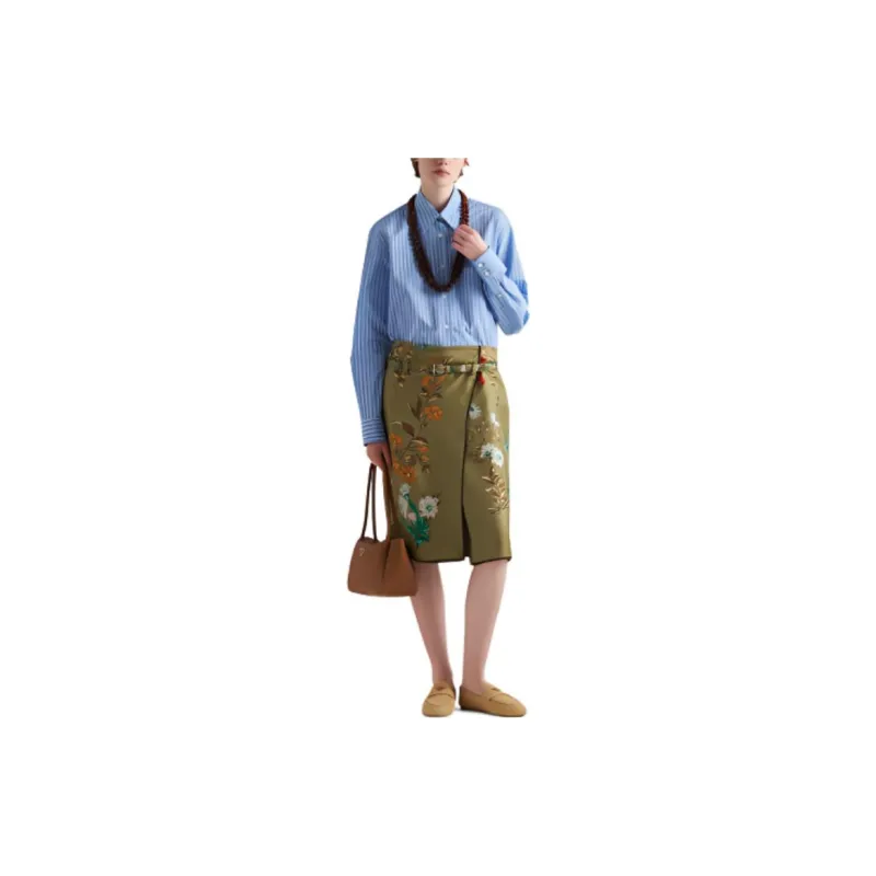 PRADA Casual Short Skirts Women's Army Green-1