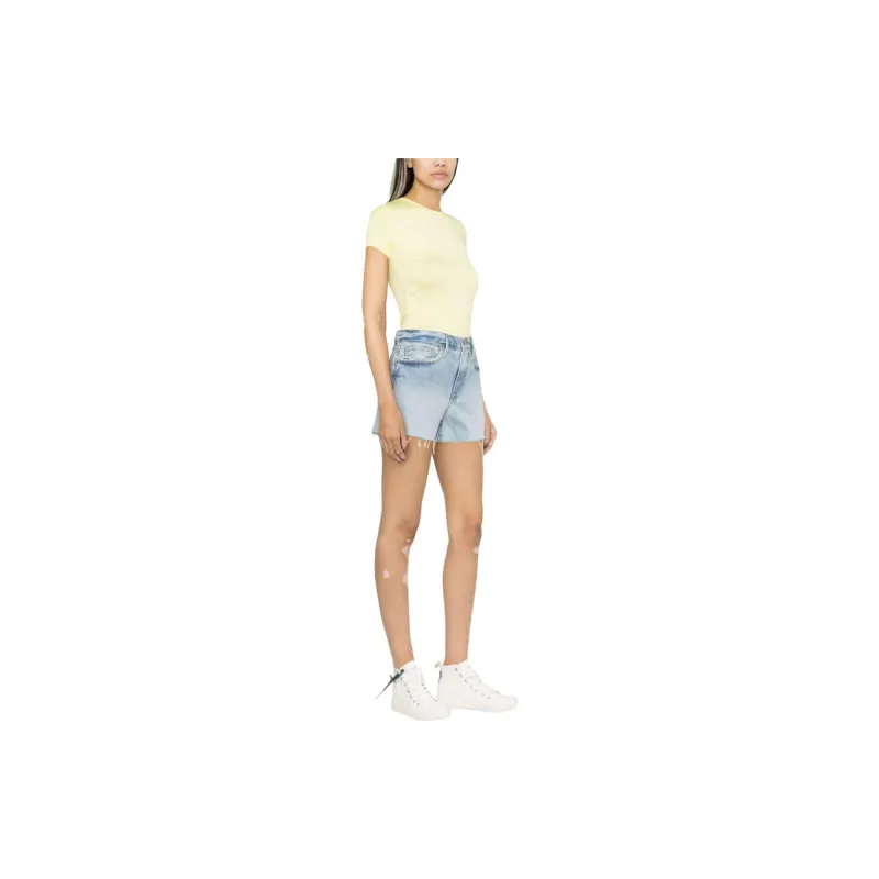 FRAME Le Brigette Frayed Denim Shorts-3