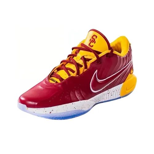 Nike Lebron 21 USC Trojans PE Wear Resistant Low Top Basketball Shoes Men's Red Yellow