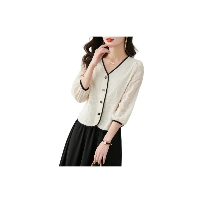 Still quiet Two Piece Skirt Sets Women's Clothing Sets Beige+Black-4