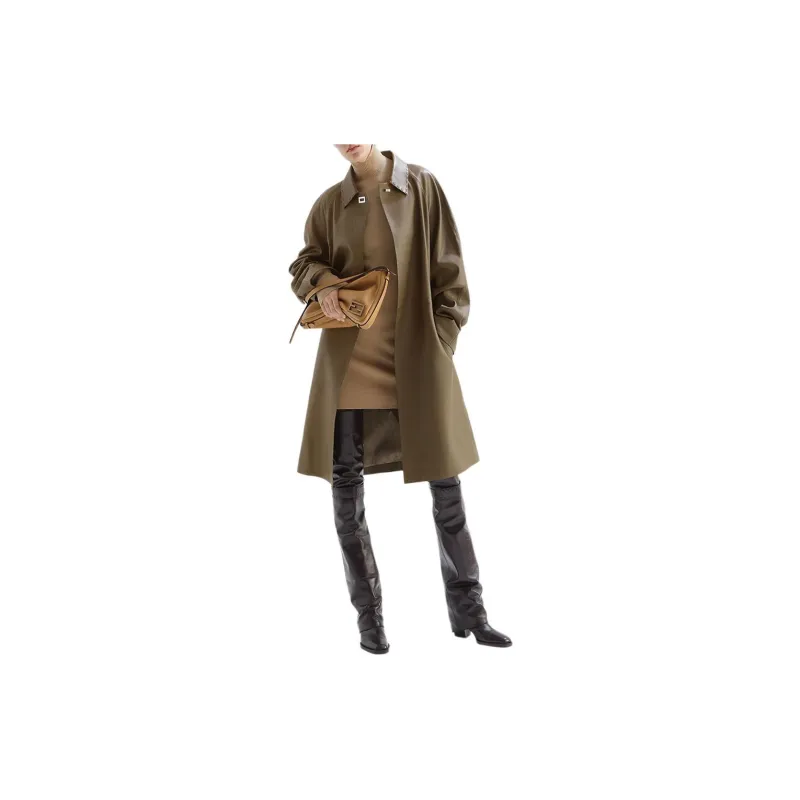 FENDI Long Sleeved Hooded Ribbed Dress-3