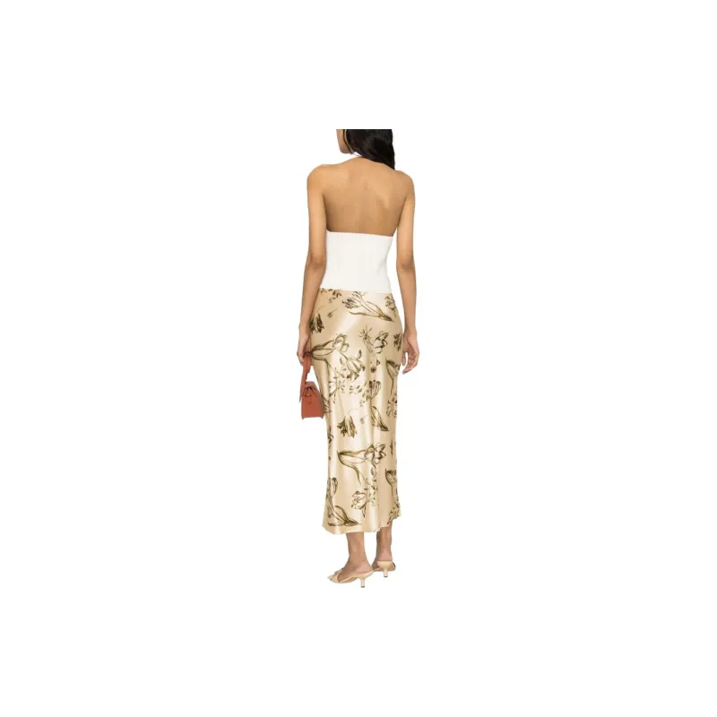 Reformation Casual Long Skirts Women's Light Beige-2