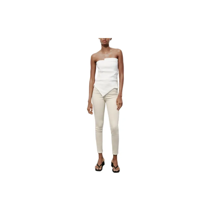 ZARA Strapless Top Women's White-2