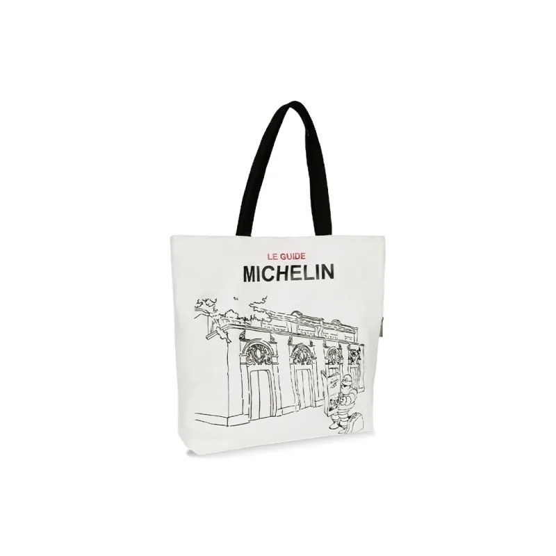 Michelin Canvas Tote Bag, Shopping Bag, Shoulder Bag Unisex White Stone Gate Style-1